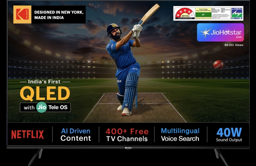 Kodak 108 cm (43 inches) Jio Tele Series QLED TV KQ43JTV0010 (Black)