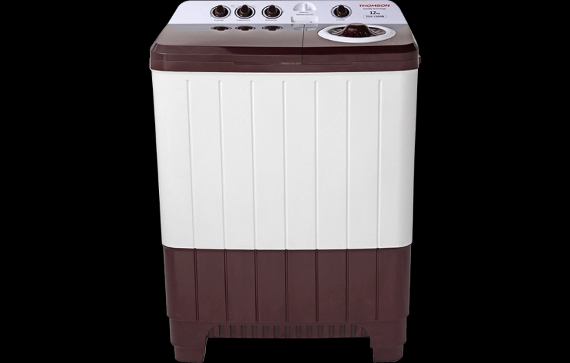 Thomson 12 kg 5 Star Aqua Magic Double Waterfall Semi Automatic Top Load Washing Machine Maroon, White  (TSA1200B)